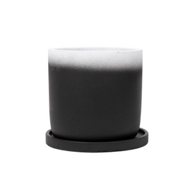 PUCHIKA Zement Blumentopf schwarz